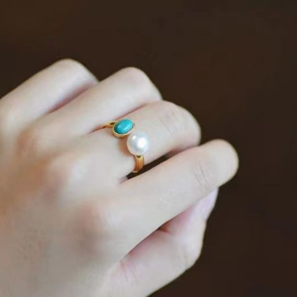 Sterling Silver Temperament Pearl Colour Block Rings