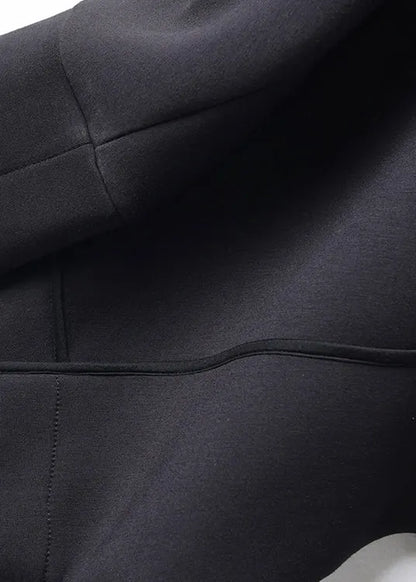 Organic Black Peter Pan Collar Button Cotton Trench Coats Batwing Sleeve