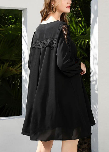 Black Lace Chiffon Button Summerdresses
