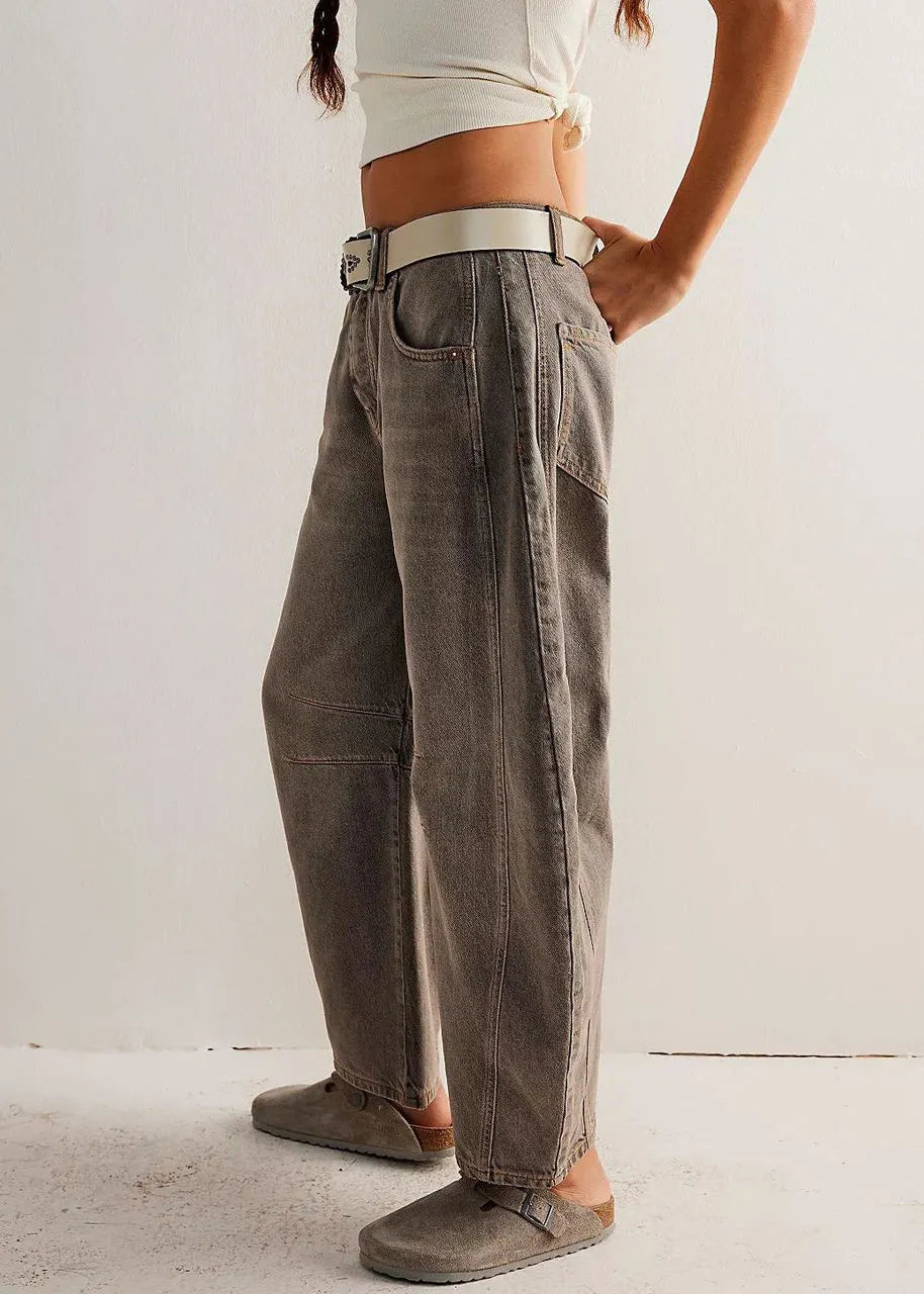 Coffee Original Design Denim Summer Crop Pants High Waist