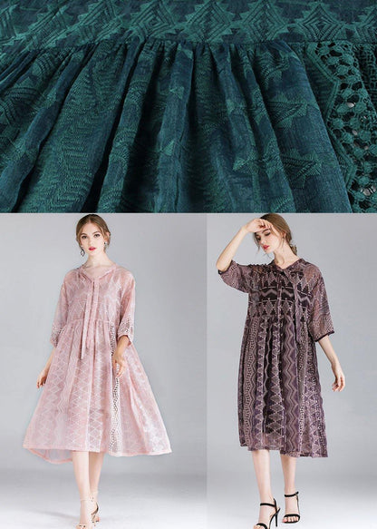 Organic Purple Chiffon Spring Half Sleeve Two Pieces Set