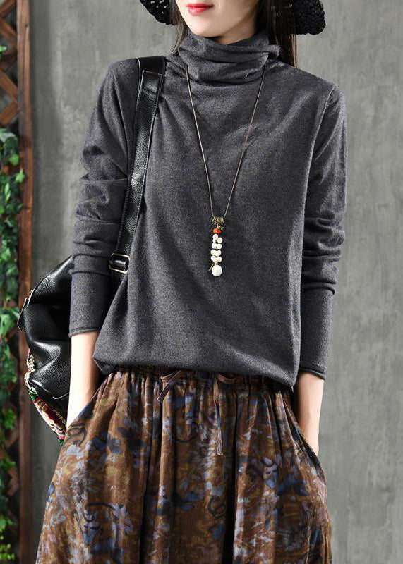 Green Turtleneck Patchwork Knitting Cotton Long Sleeve