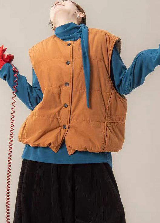 Orange Oversized Thick Fine Cotton Filled Vests Winter