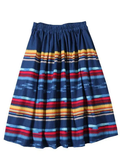 Natural Blue Pockets Wrinkled a Line Fall Skirts