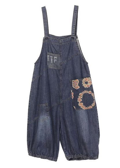 Boutique Blue Patchwork Print Pockets Romper