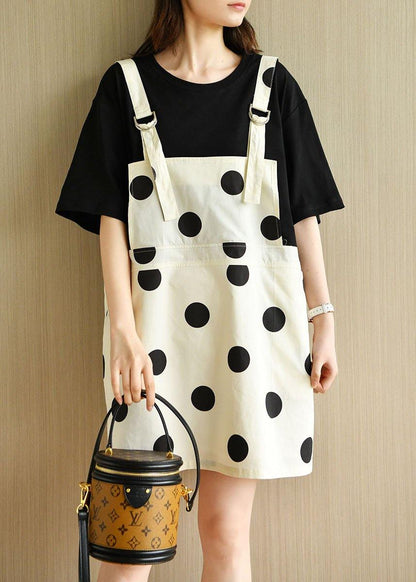 Black Patchwork Dot Summer Dresses Half Sleeve