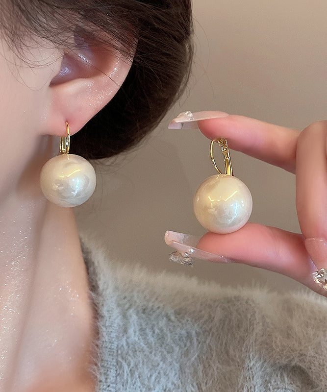 White Alloy Pearl Drop Earrings