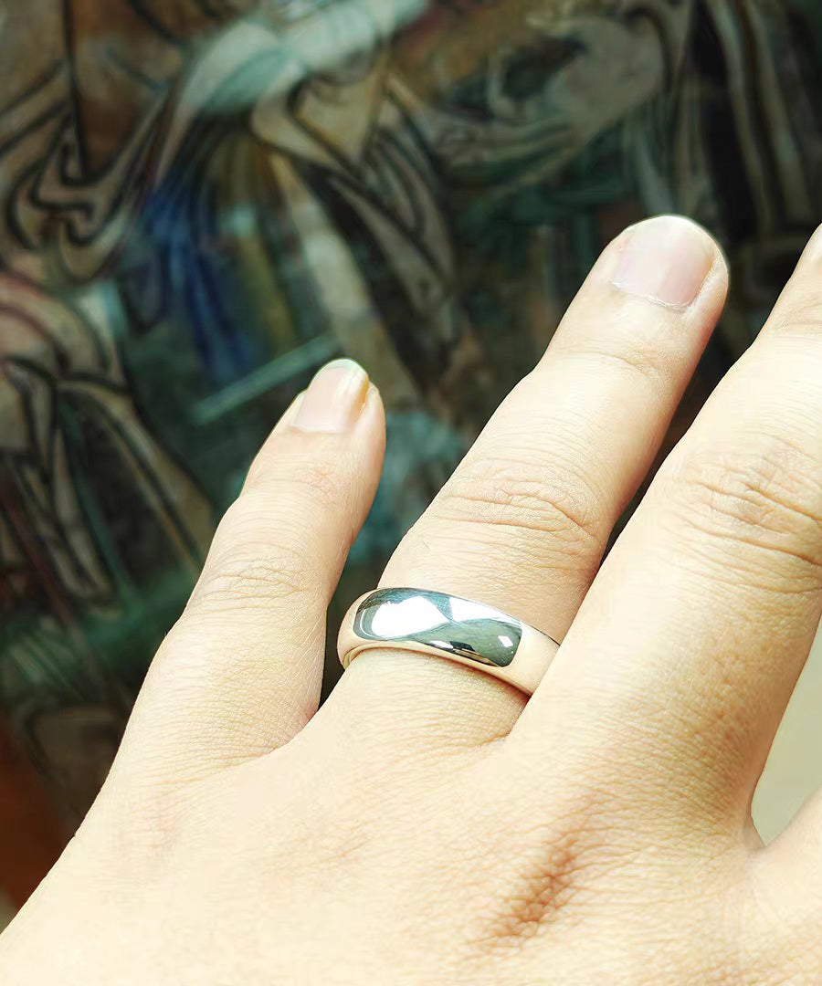 Silk Plain Ring Carving Silver Rings