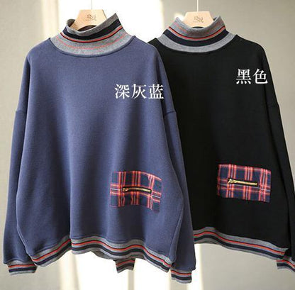 Art Patchwork Plaid Spring Tops Blue Shirts