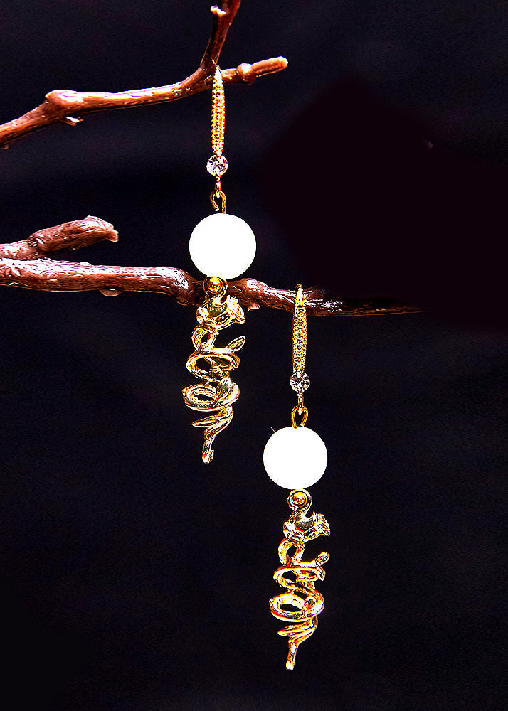 Original Design 14k Gold Pearl Drop Earrings