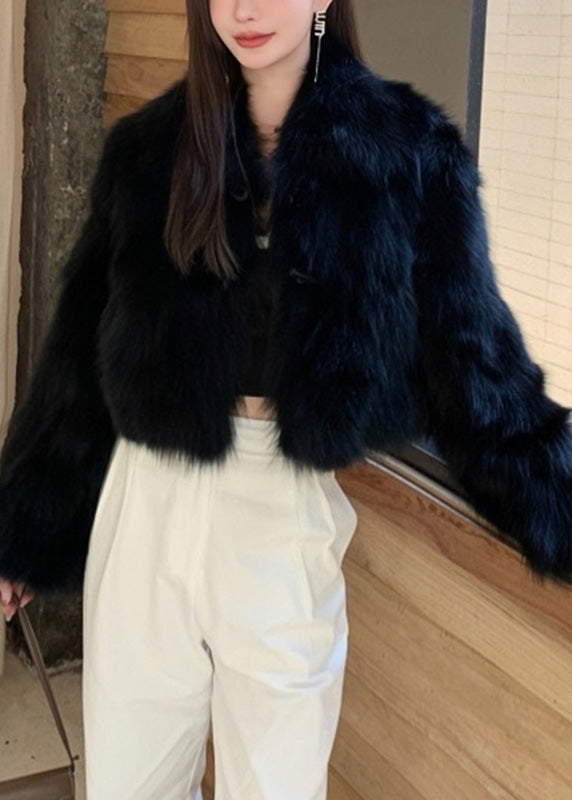 Apricot Patchwork Button Mink Hair Coat Winter