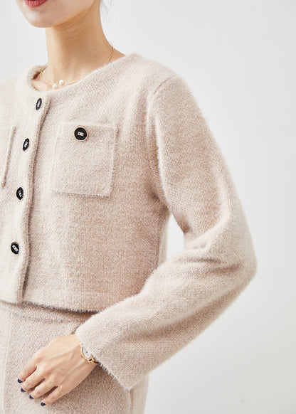 Khaki Silm Fit Warm Fluffy Two Pieces Set Fall