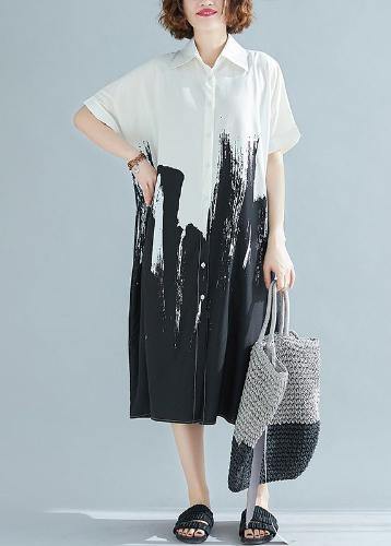 Modern Lapel Cotton Clothes for Work Outfits Green Texture Dress
