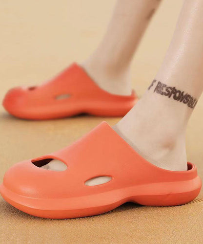 Comfy Orange Hollow Out Slippers Shoes for