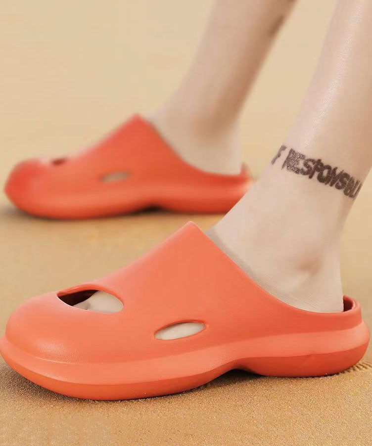 Comfy Orange Hollow Out Slippers Shoes for