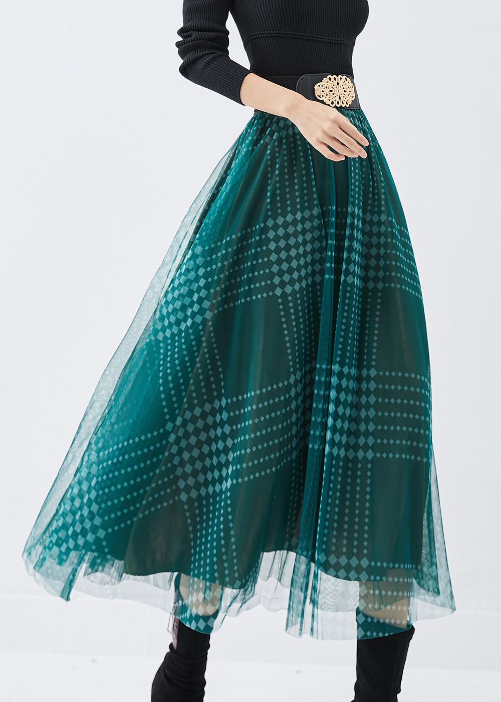 Diy Green Print Exra Large Hem Tulle Skirts Spring