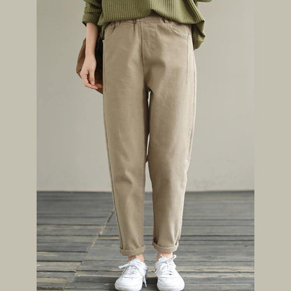 Unique Spring Chothes Clothing Khaki Elastic Waist Jeans