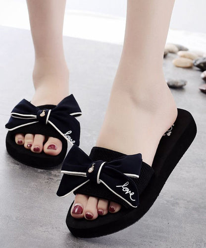Black Bow Slide Sandals for