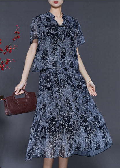 Diy Grey V Neck Tie Dye Chiffon Dress Summer