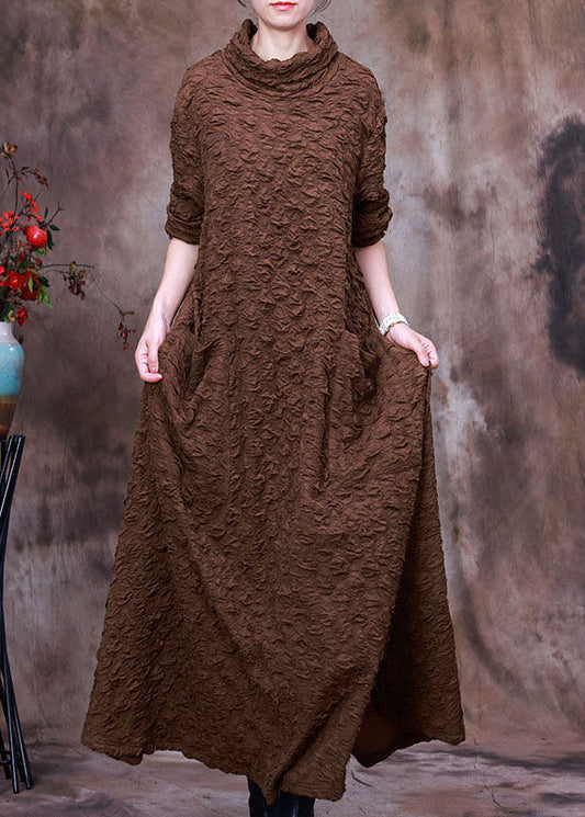 Chocolate Asymmetrical Long Dress Spring