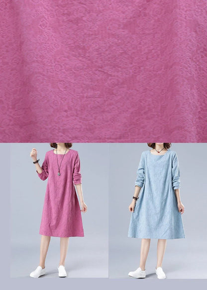 Organic Rose Jacquard Tunic O Neck Loose Spring Dresses