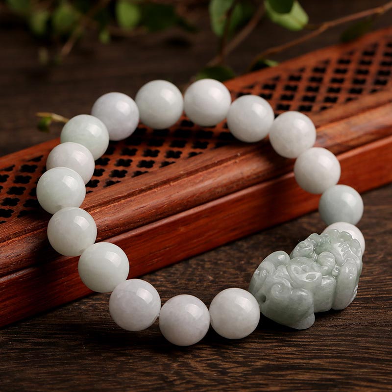 Buddha Stones Fengshui Wealth Prosperity Jade Pixiu Luck Bracelet