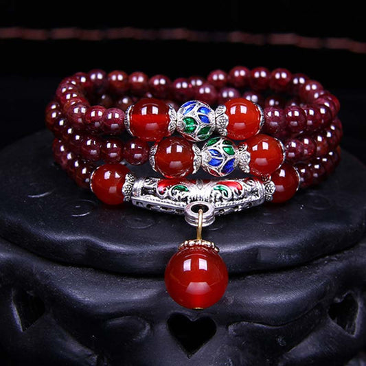 6mm Natural Garnet Red Agate Healing Bracelet for Protection
