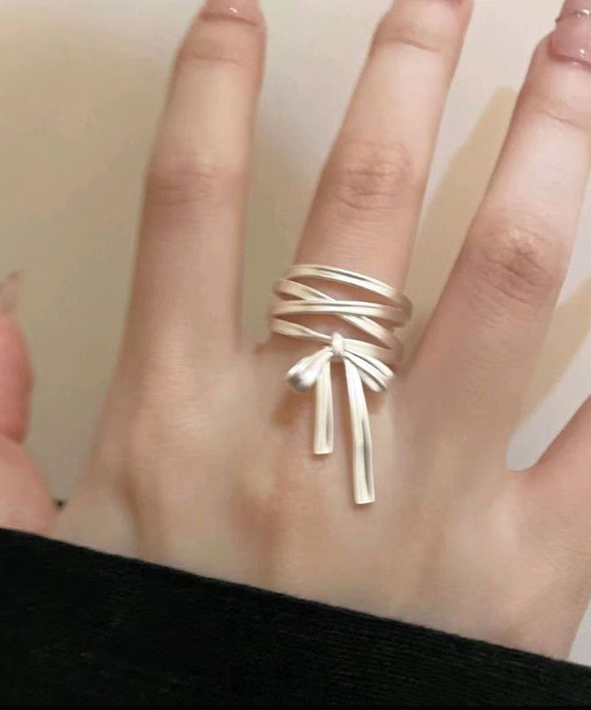 Diy Silk Sterling Silver Bow Silk Ribbon Rings