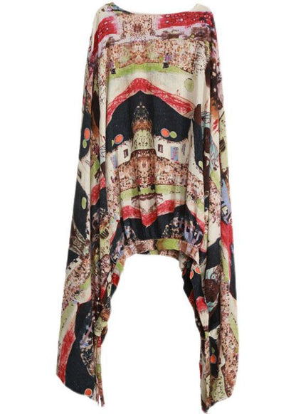 Natural O Neck Asymmetric Cotton Top