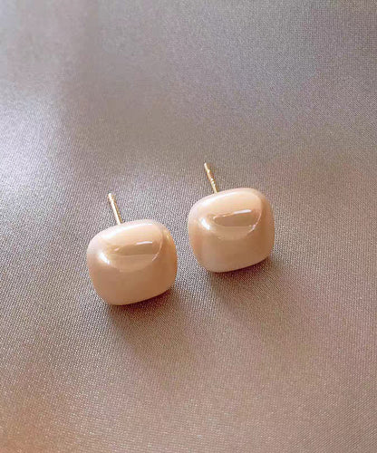 Diy Champagne Copper Alloy Pearl Stud Earrings