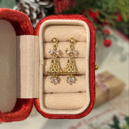 Festive Bell Clear Bow Earrings