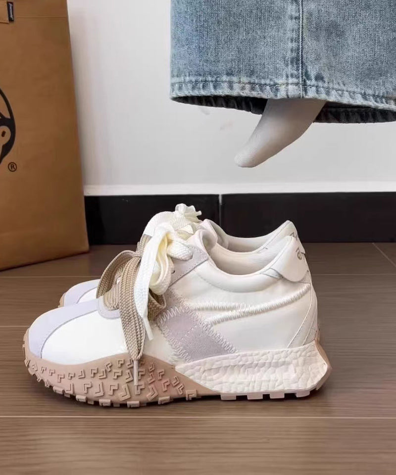 Comfy Navy Lace Up Splicing Platform Shoes