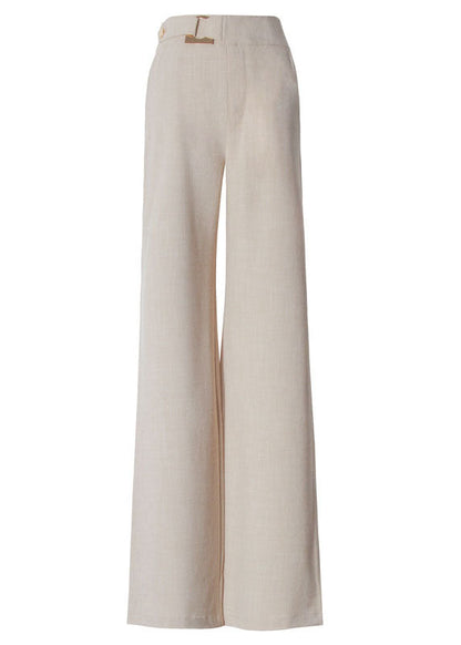 Beige High Waist Wide Leg Summer Pants