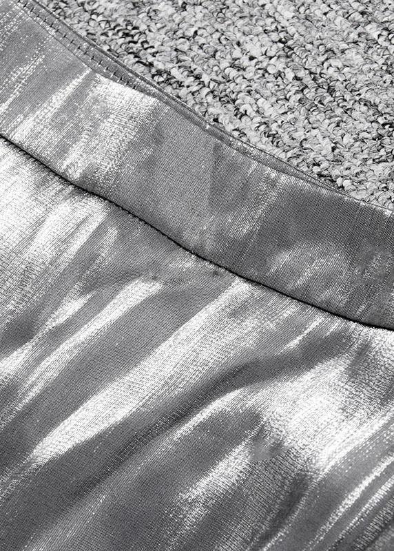 Grey Patchwork Asymmetrical Design Silk Skirt