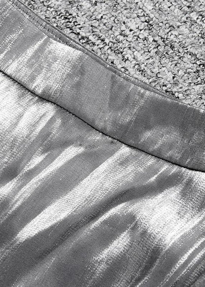 Grey Patchwork Asymmetrical Design Silk Skirt