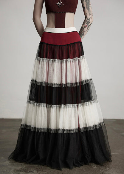 Colorblock Exra Large Hem Patchwork Tulle Skirt Spring