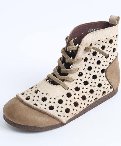 Brown Genuine Leather Ankle Boots