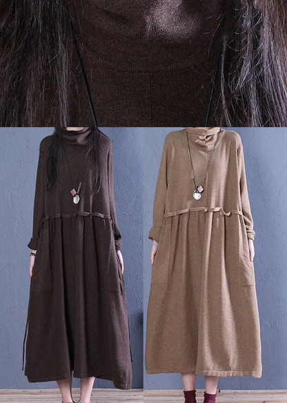 Chocolate Patchwork Knit Robe Dresses Spring