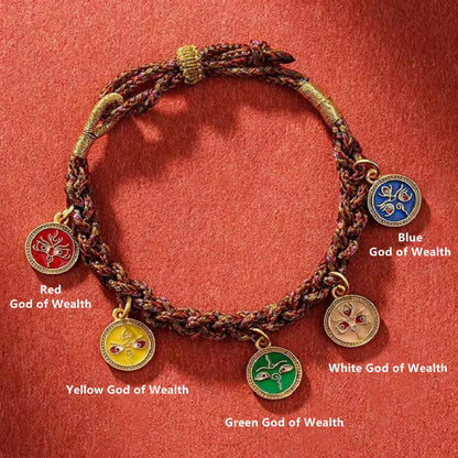 Five Gods of Wealth Spiritual String Bracelet 14k Gold