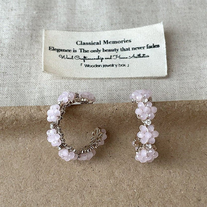 Floret Hoop Earrings in Pink