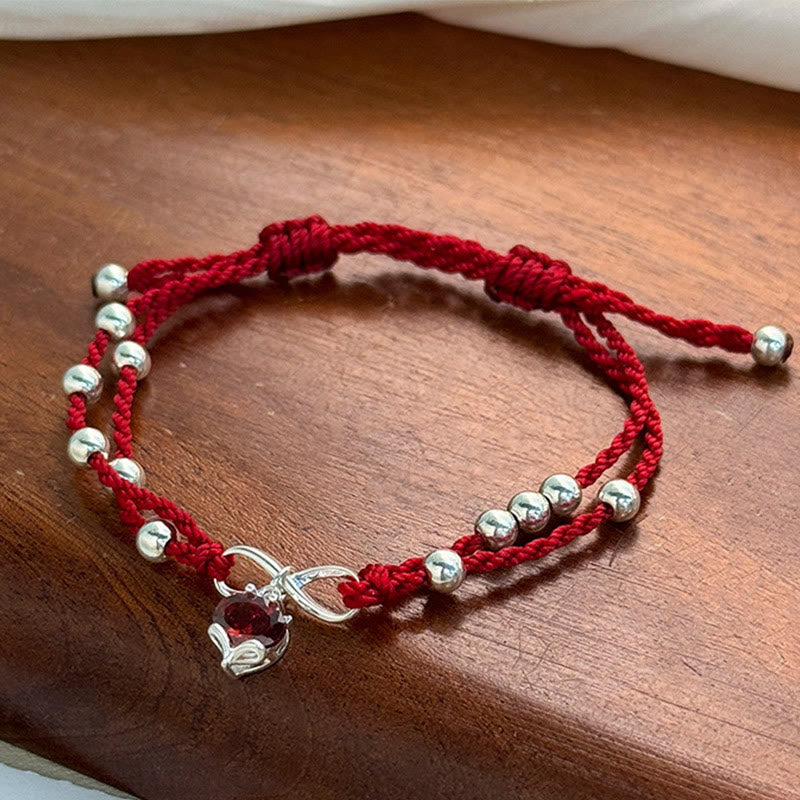 Fox Peach Blossom Red String Bracelet for Connection & Luck