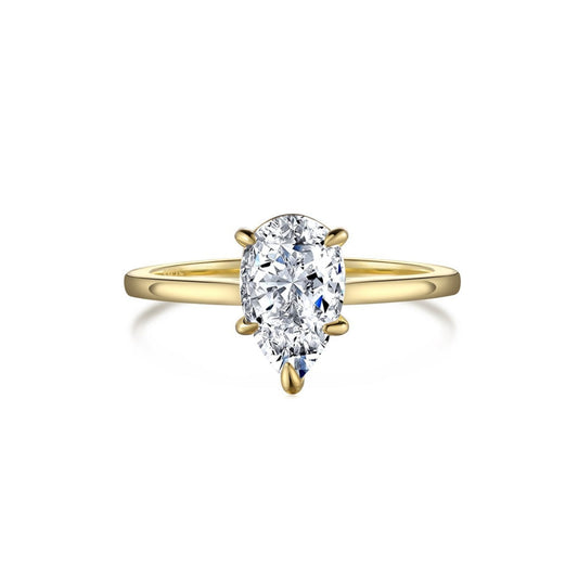 Pearl Cut 925 Sterling Silver Gold Ring