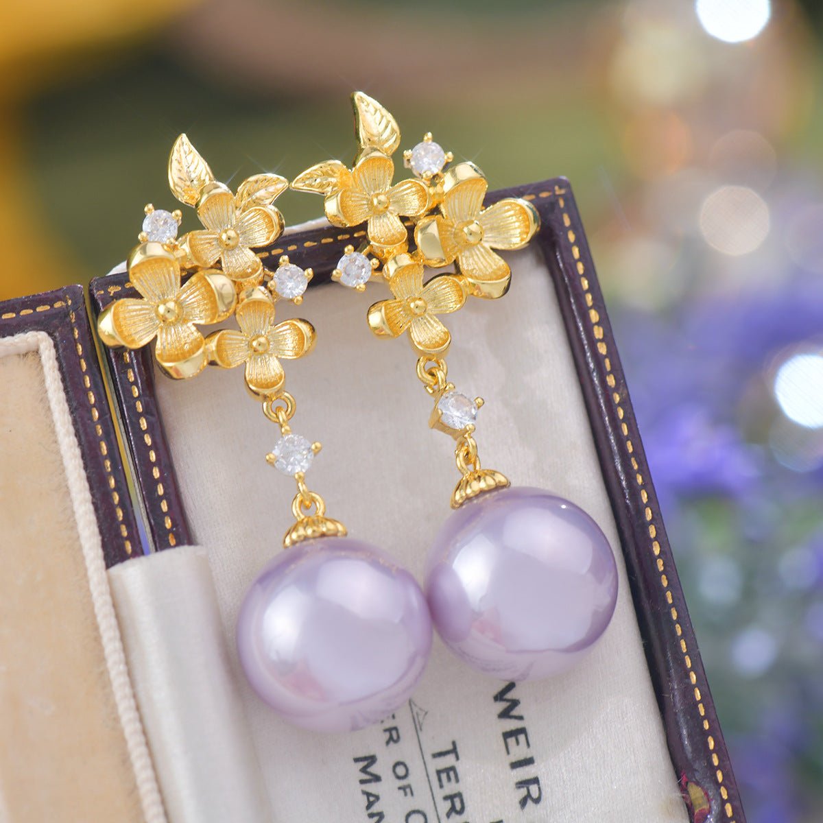 Gilded Flower Pearl Earrings