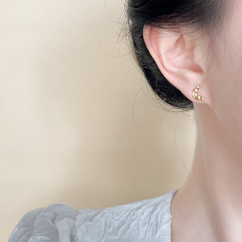 Gilded Moon Stud Earrings