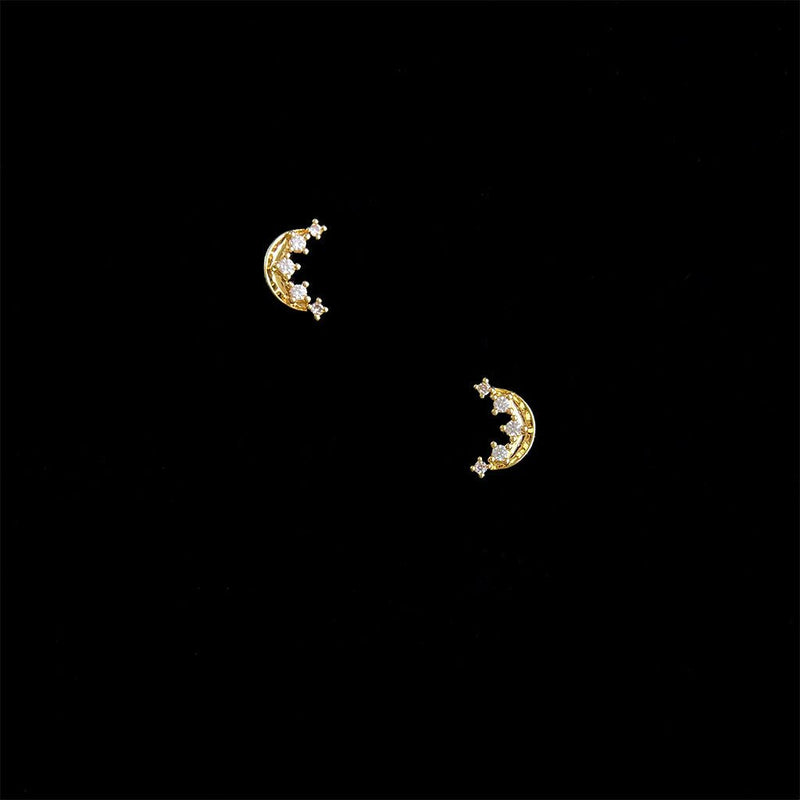 Gilded Moon Stud Earrings