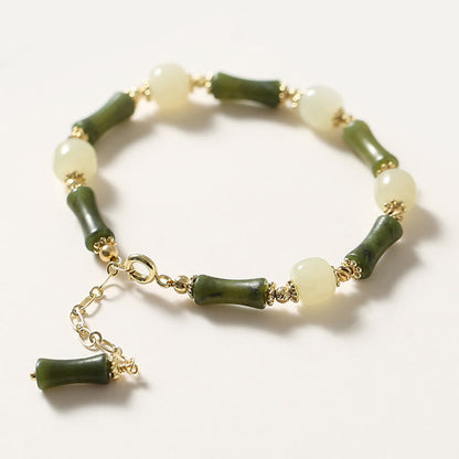 Glass Bead Bamboo Luck Strength Spiritual Bracelet