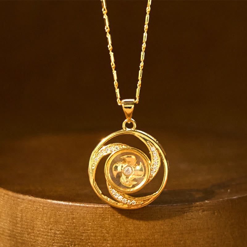 Gold Plated Copper Windmill Spiritual Necklace Pendant