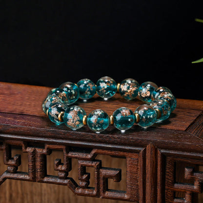 Gold Swallowing Beast Luminous Liuli Glass 12mm Bracelet
