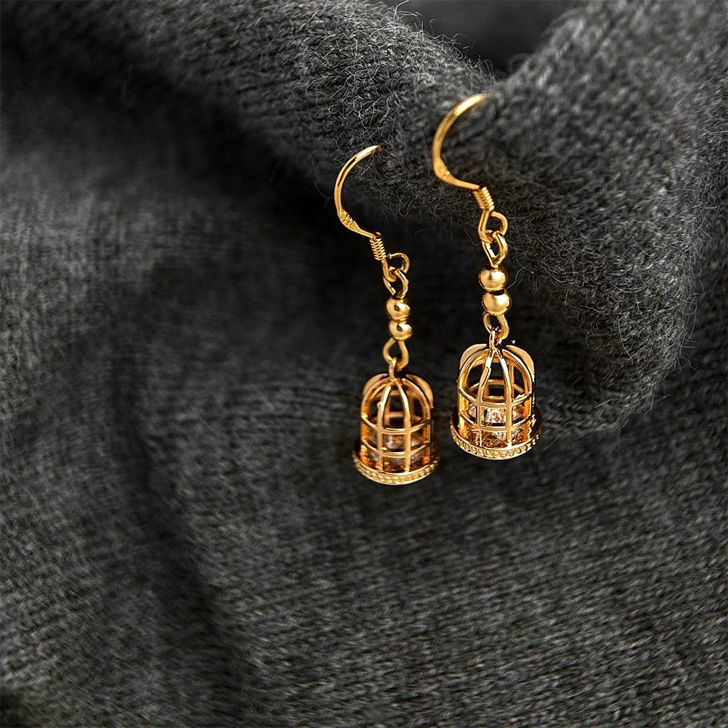 Golden Birdcage Earrings