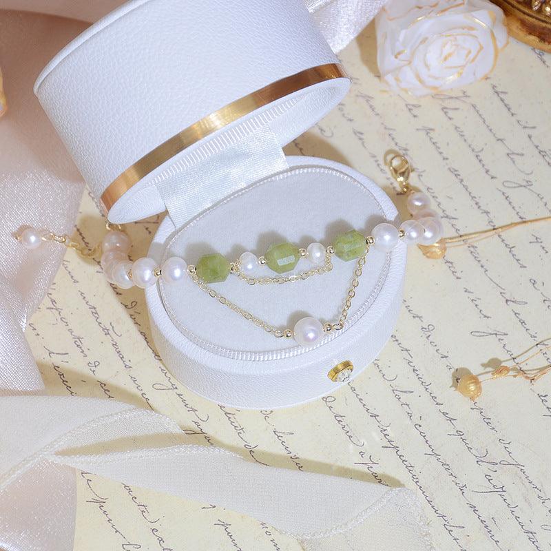Grape Jade and Pearl Bracelet